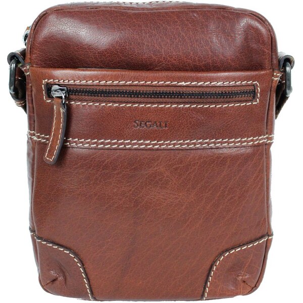 SEGALI Pánska kožená taška cez rameno 225577 hnedá 35335752