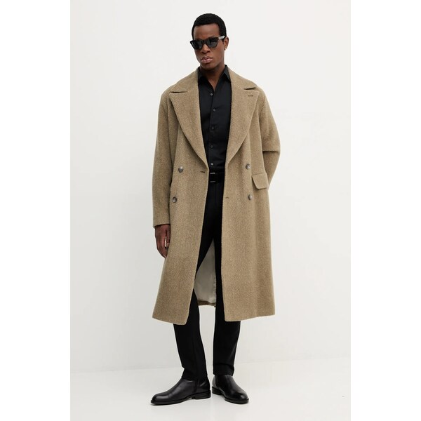 Vlnený kabát BOSS H-Cale-DB-Flaps-254 65159760