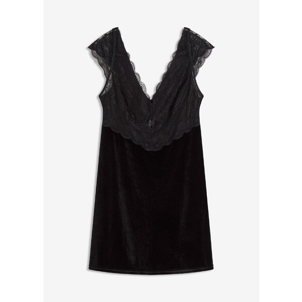 bonprix Zamatové šaty, farba čierna 46898363