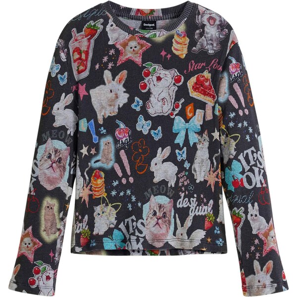 Desigual Tričko zmiešané farby / čierna 65883266