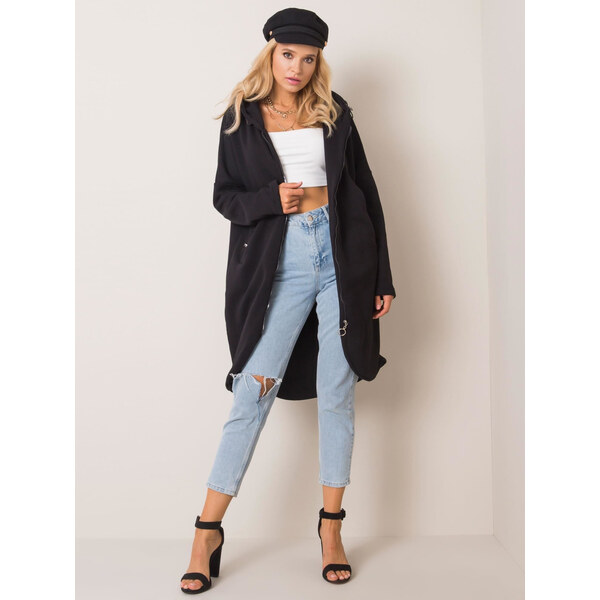 RUE PARIS Dámska čierna mikina na zips RV-BL-4858-1.99P-black 57952636