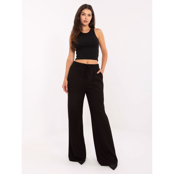 RELEVANCE Čierne dámske viskózové tepláky so širokými nohavicami RV-DR 65581460
