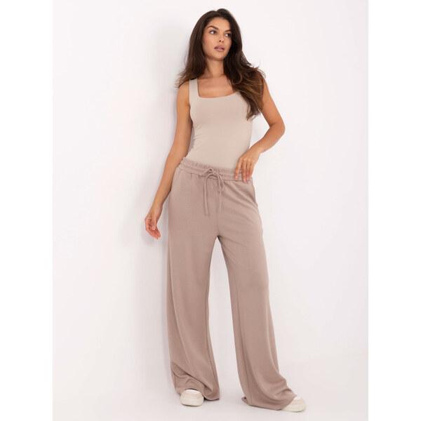 RELEVANCE Béžové dámske viskózové tepláky so širokými nohavicami RV-DR 65581461