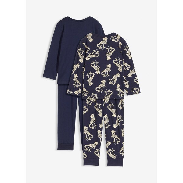 bonprix Pyžamo (4-dielne) z mäkkej bavlny, farba modrá 46236328