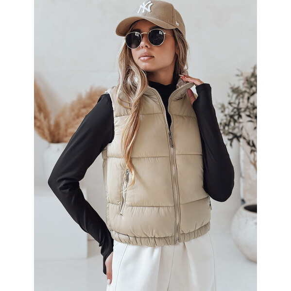 BASIC Béžová dámska krátka prešívaná vesta URBANELLE s elastickým 65174354