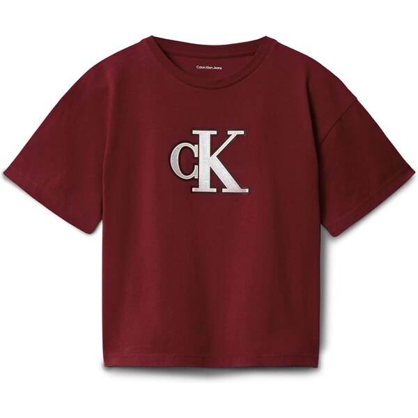 Calvin Klein Jeans Tričko tmavočervená / čierna / strieborná 65694944