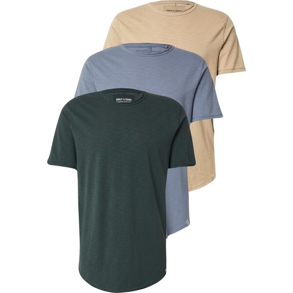 Only & Sons Tričko ONSBENNE béžová / modrosivá / jedľová 65175719
