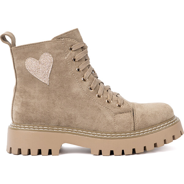 Shelvt Beige workers with a heart and a thick sole 65179896