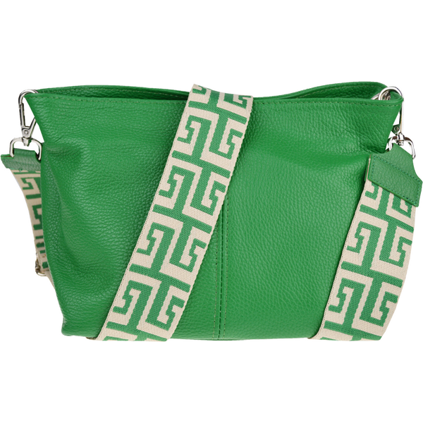 Zelená kožená talianska crossbody kabelka Batilda Verde s prídavným 65182268