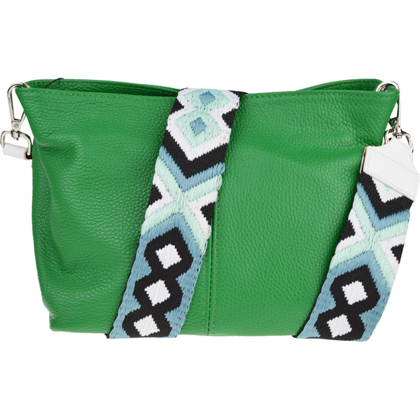 Zelená kožená talianska crossbody kabelka Batilda Verde s prídavným 65182269