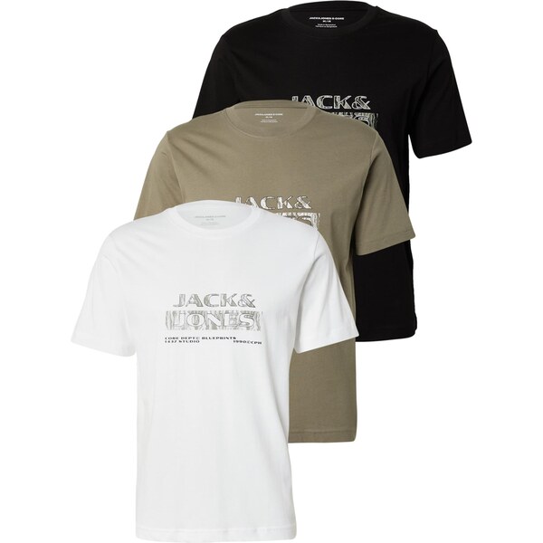 JACK & JONES Tričko JCOSTANCE olivová / čierna / biela 65190215