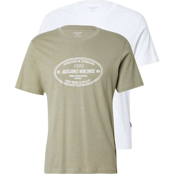 JACK & JONES Tričko JORYORK olivová / biela 65190232