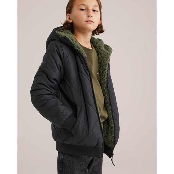 WE Fashion Prechodná bunda tmavozelená / čierna 65883134