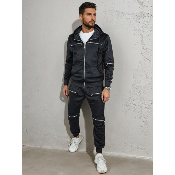 Dstreet Originálna čierna tepláková súprava s ozdobnými zipsami 65194908