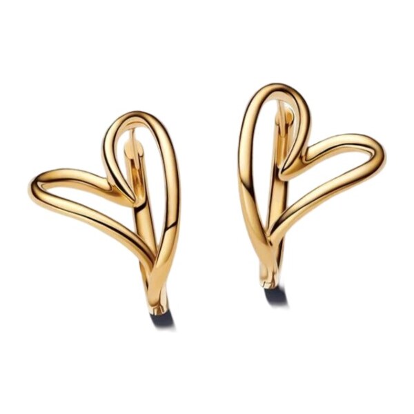 Pandora Pozlátené kruhové náušnice srdiečka Shine 263807C00 66590800