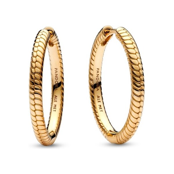 Pandora Kruhové pozlátené náušnice Hadia koža Shine Moments 269532C00 66590447