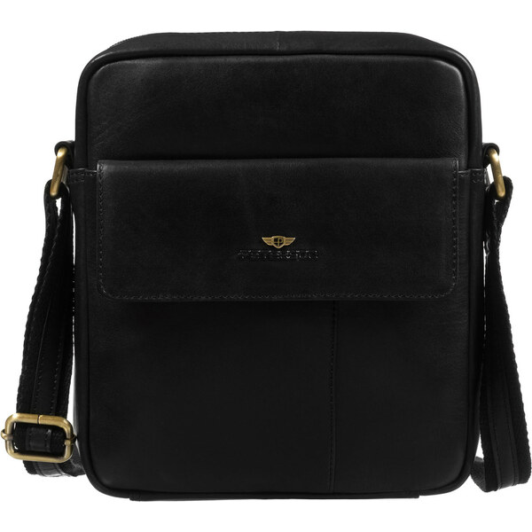 Pánska kožená taška cez plece čierna Peterson – so zipsom a 65199325