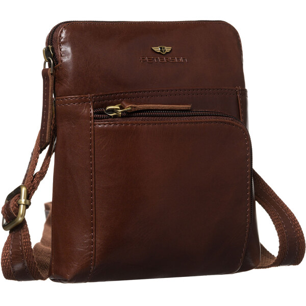 Elegantná pánska kožená taška cez plece hnedá, kompaktný a štýlový 65199330