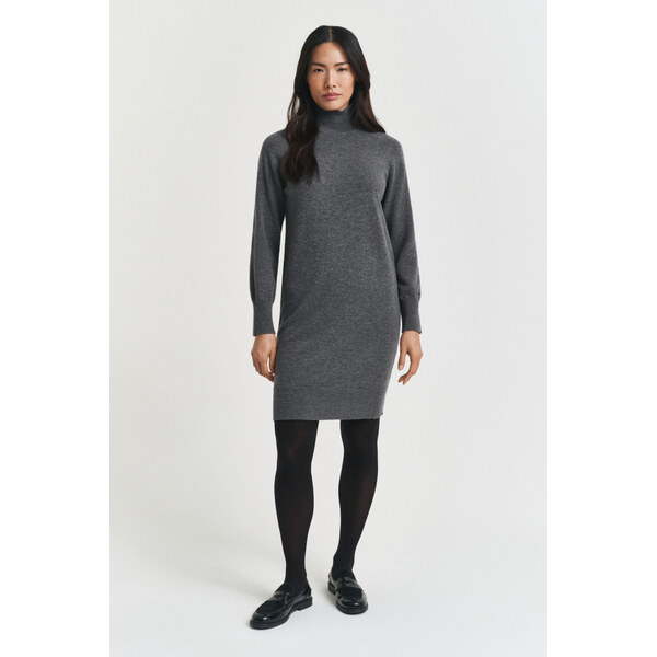 ŠATY GANT SUPERFINE LAMBSWOOL KNIT DRESS CHARCOAL MELANGE 65201039