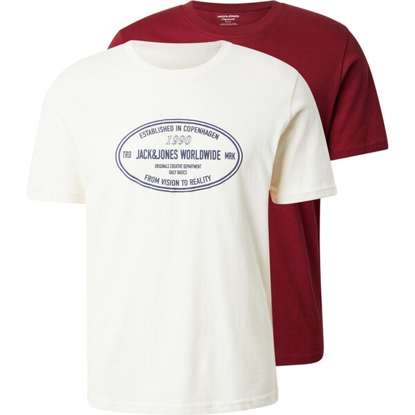 JACK & JONES Tričko JORYORK námornícka modrá / tmavočervená / biela 65206826