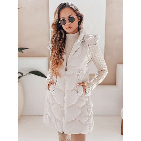 BASIC Smotanová dámska zateplená vesta s odnímateľnou kapucňou TY5102 65204129