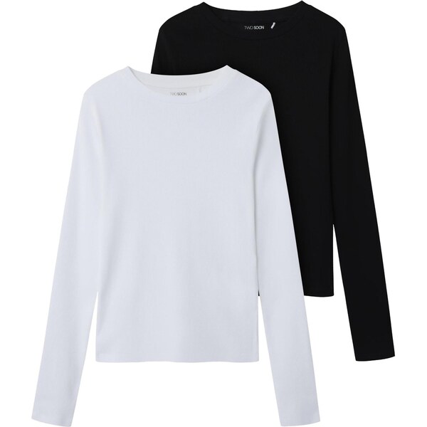 TWO SOON Tričko čierna / biela 65644762