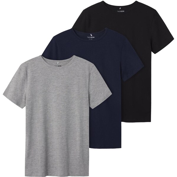 TWO SOON Tričko tmavomodrá / sivá melírovaná / čierna 65644993