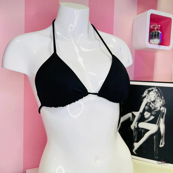 Victorias Secret Čierny Teeny Triangle Bikini Top pre Štýlový Plážový 65202653