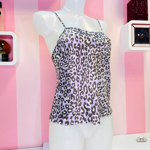 Victorias Secret Saténová košieľka s leopardím vzorom a úzkymi 65202436