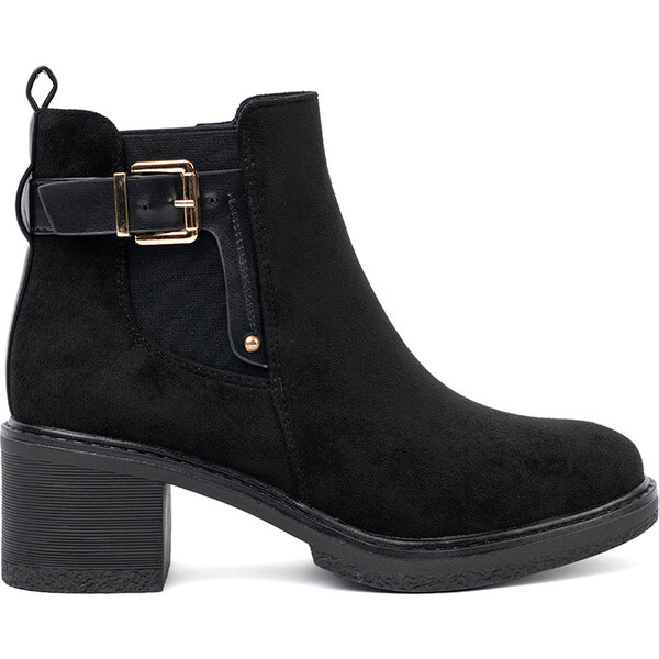 Shelvt Black ankle boots with a buckle on a stable heel 65208196