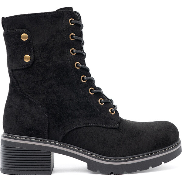 Shelvt Black lace-up workers with a thick sole 65208193