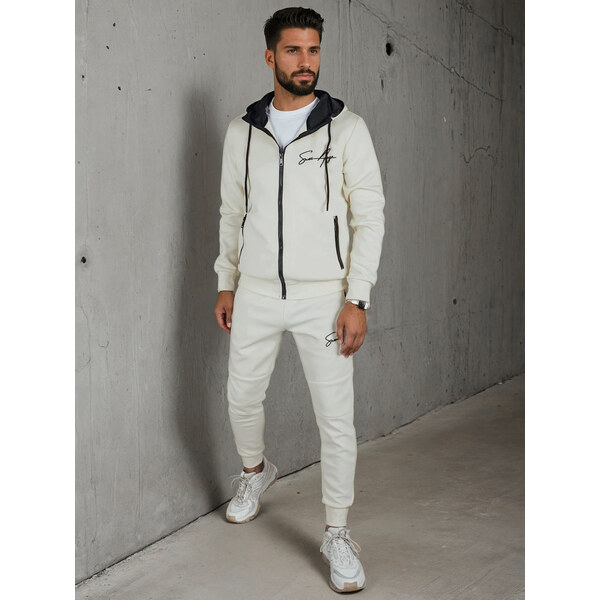 Pánsky ecru teplákový komplet Dstreet 65193951