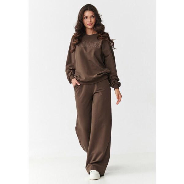 Makadamia Tepláková súprava so širokými nohavicami | čokoládová M890 65210015