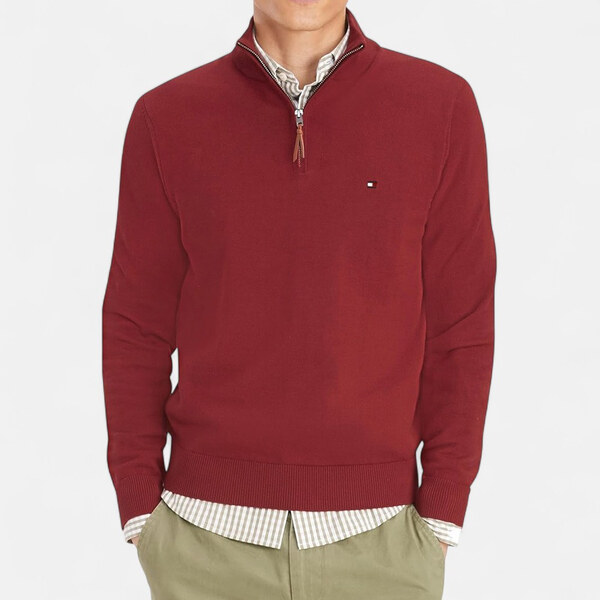 Cihlově červený svetr se zipem Tommy Hilfiger M56333 65210820