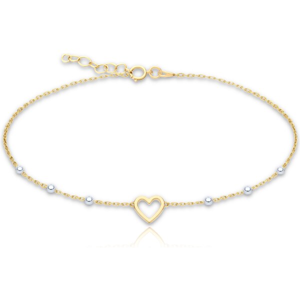 OLIVIE MINET Zlatý náramek srdíčko a kuličky v kombinaci bílého a 65013938