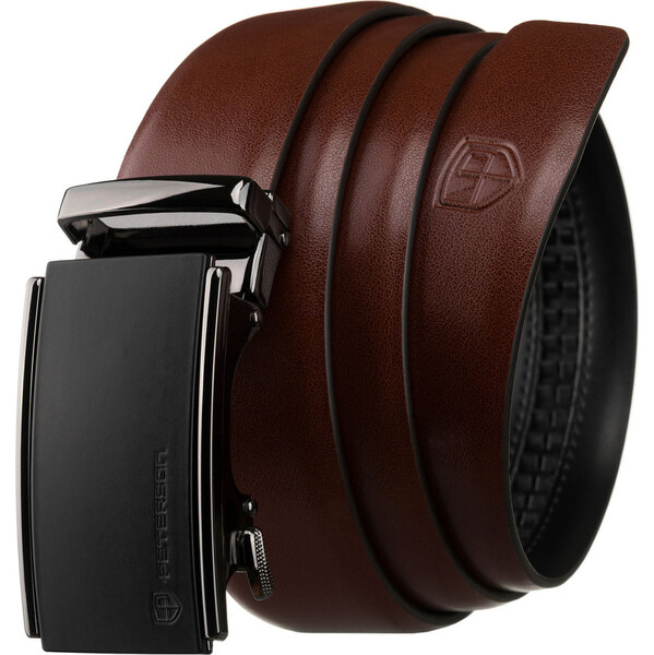 Peterson Pánsky tmavohnedý kožený opasok s automatickou prackou PTN 65214955