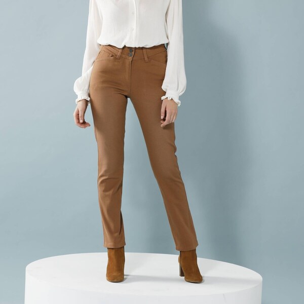 Rovné džínsy pre nižšiu postavu oriešková 034 Blancheporte 56784380