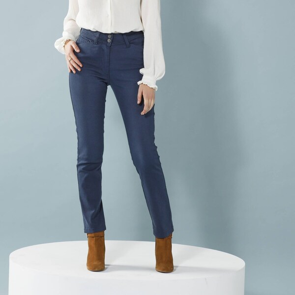 Rovné džínsy pre nižšiu postavu modrosivá 050 Blancheporte 57058921