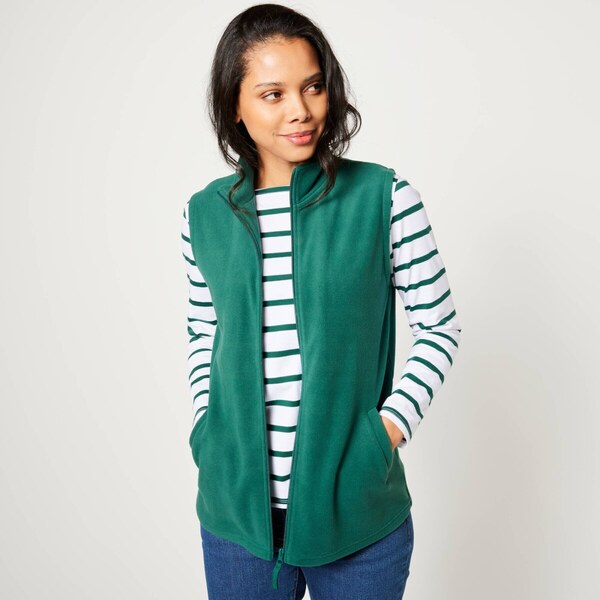 Fleecová vesta na zips tmavozelená 052 Blancheporte 65217621