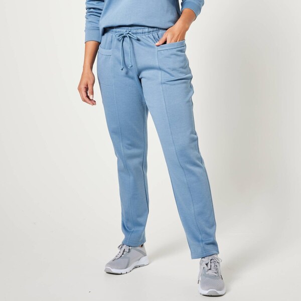 Jednofarebné dlhé moltonové nohavice modrá džínsová 050 Blancheporte 65217647