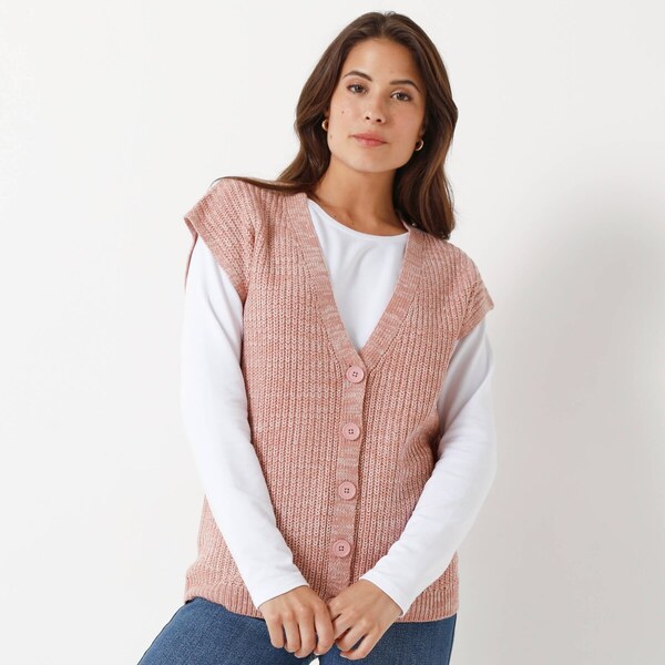 Vesta na gombíky ružové drevo melír 054 Blancheporte 65217669