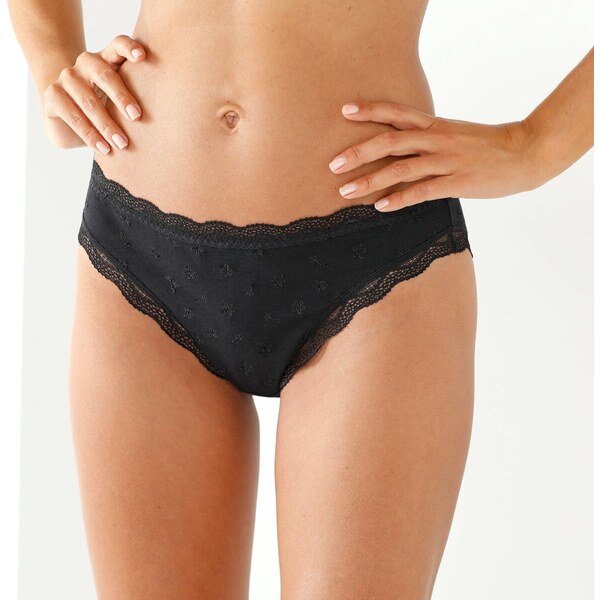 Súprava 3 strečových midi nohavičiek s vyšším pásom, bavlna a čipka 65217823