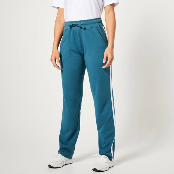 Športové dvojfarebné rovné nohavice petrolejová/biela 050 Blancheporte 65218550