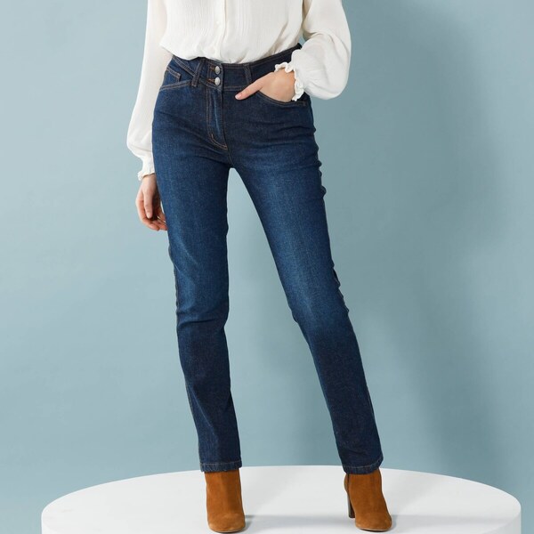 Rovné nohavice pre nižšiu postavu tmavomodrá 050 Blancheporte 65219015