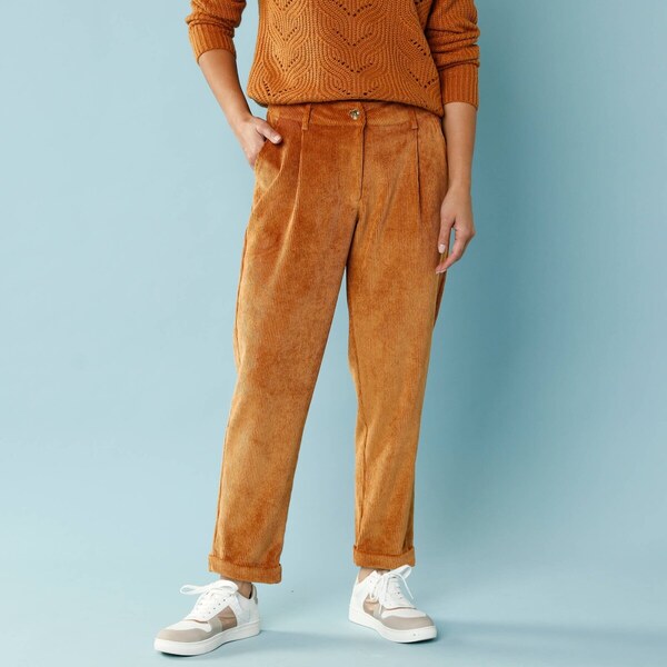 7/8 menčestrové chino nohavice pre nižšiu postavu medová 052 65219077