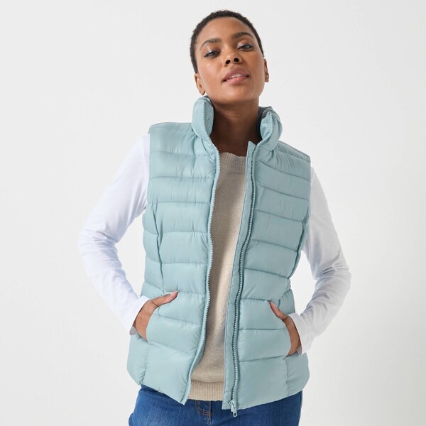 Nepremokavá prešívaná vesta na zips nebeská modrá 052 Blancheporte 65219097