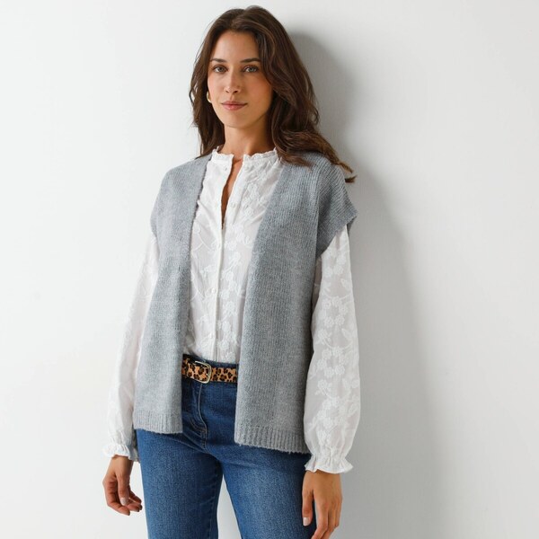 Vesta z jemného úpletu sivý melír 050 Blancheporte 65219163