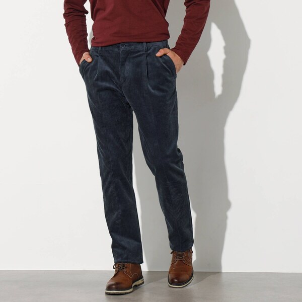 Menčestrové nohavice, pružný pás nám. modrá 054 Blancheporte 65219178