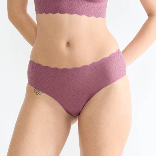 Vysoké nohavičky Zéro Feel Bliss z ažúrového úpletu ružové drevo 001 65219251