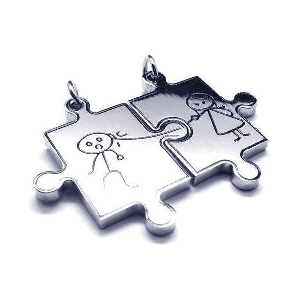 Impress Jewelry Prívesok pre dvoch, puzzle panáčik a panenka silver 65220790